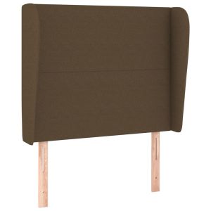 vidaXL cabecero con orejas de tela marrón oscuro 93x23x118/128 cm