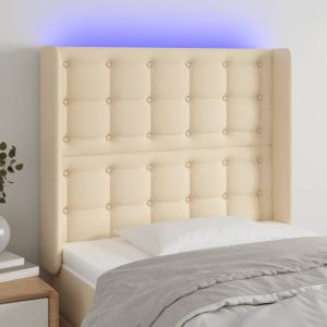Cabeceira de cama c/ luzes LED tecido 83x16x118/128cm cor creme ergft8210