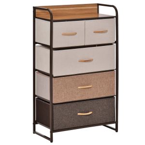 Cómoda de tecido 58x29x99cm linho, metal e mdf multicolor Homcom