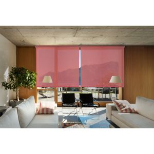 Estore de rolo screen  abertura 10%  prata e vermelho 90 x 250cm