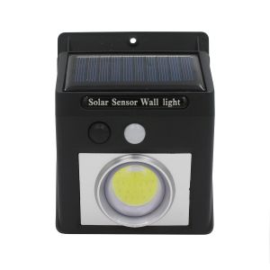 Aplique solar LED de parede com crepúsculo e sensor de movimento preto