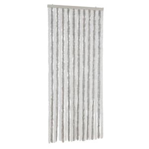 Cortina anti-insetos 90x200 cm chenille cinzento-claro e branco