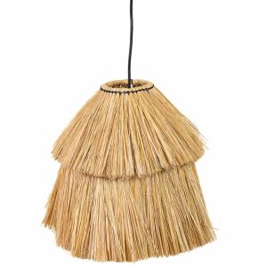 Candeeiro de teto em fibra natural castanha 38x38x30
