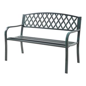Banco de jardim - helloshop26 - 127x53,5x88 cm - aço cinza escuro - pátina