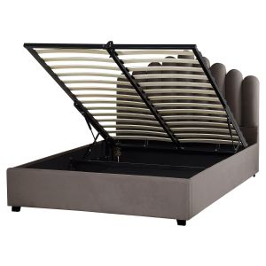 Sommier com arrumação vincennes veludo taupe 160 x 200 cm