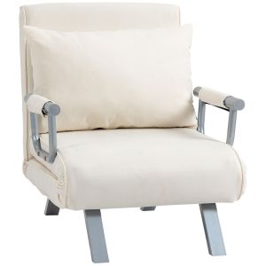 Sofá cama individual 65x69x80 cm aço, espuma color beige Homcom