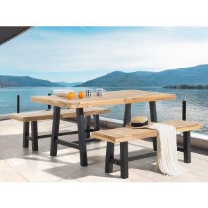 Conjunto de refeição de jardim 6 lugares scania madeira de acácia preto