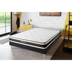Conjunto de estrado preto + colchão sleepfit soft (120x220 cm - espuma- alt