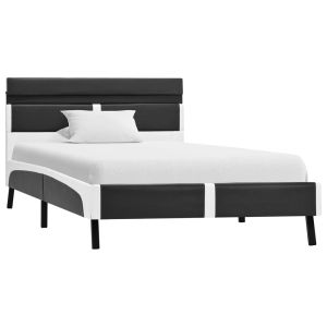 vidaXL estructura de cama con LED sin colchón cuero gris 90x200 cm