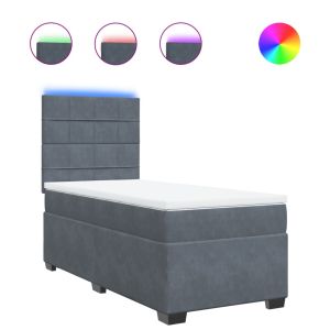 vidaXL cama box spring con colchón terciopelo gris oscuro 90x200 cm