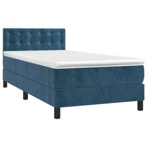 vidaXL cama box spring con colchón terciopelo azul oscuro 100x200 cm
