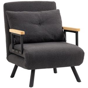 Poltrona 63x73x81 cm poliéster e madeira de borracha color gris Homcom