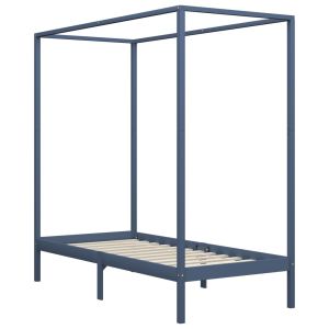 vidaXL cama con dosel sin colchón madera maciza gris 100x200 cm