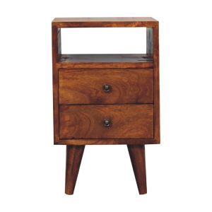 Artisan furniture mini mesa clássica, 2 gavetas e nicho, castanho