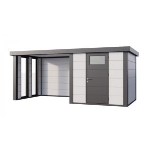 Abrigo de jardim metálico nh4 com apoio e janelas | branco | novo habitat