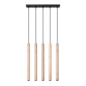 Lámpara coLGante pastelo 5 madera acero/madera 45x100x5cm