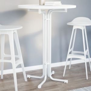 Mesa de jantar ø80x110 cm derivados de madeira e aço branco wf340229