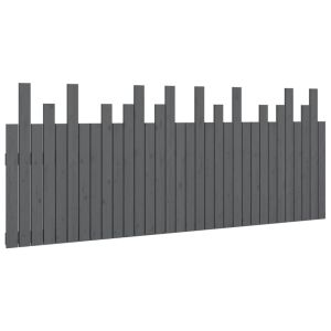 vidaXL cabecero de cama de pared madera maciza pino gris 204x3x80 cm