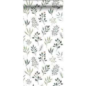 Walls4you papel de parede flores silvestres verdeebranco - 53 cm x 10.05 m