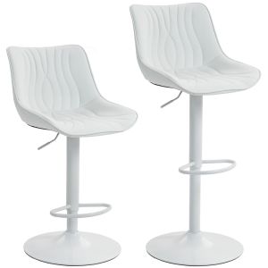 Conjunto de bancos alto 47,5x54x92-110 cm pu, espuma e aço color blanco