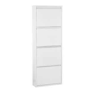 Sapateira metálica com 4 gavetas, branco fosco