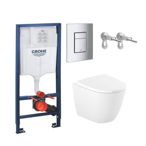 Pack grohe + sanita roca ona 53 branca soft-close + placa cromada