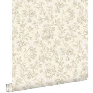 Estahome papel de parede flores elegantes castanho 53 cm x 10.05 m