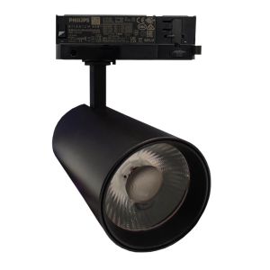 Foco LED preto 40w new maya, calha trifásico, 4800lm, luz 3cct