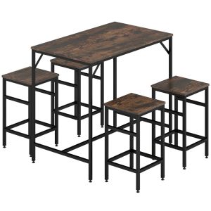 Conjunto de mesa e banco 100x60x88 cm mdf, metal color marrón Homcom