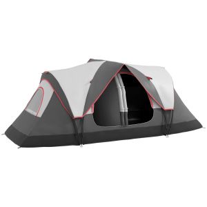 Tenda de campismo familiar tecido de poliéster, fibra de vidro color gris
