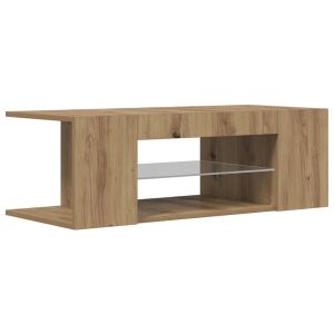 Móvel de tv - helloshop26 - 90 x 39 x 30 cm - LED rgb - carvalho artesanal
