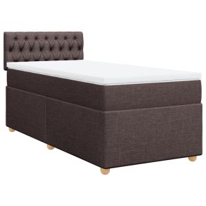 vidaXL cama box spring con colchón tela marrón oscuro 100x200 cm