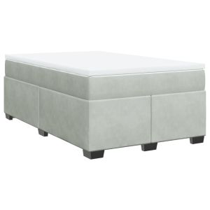 vidaXL cama box spring con colchón terciopelo gris claro 120x190 cm