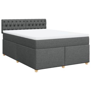 vidaXL cama box spring con colchón tela gris oscuro 140x200 cm