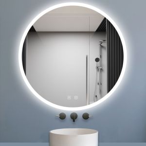 Espejo LED de baño redondo 70 x 70 cm, bluetooth, brillo regulable