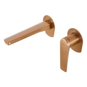 Torneira monocomando encastrada para lavatório em latão ouro rosa escovado