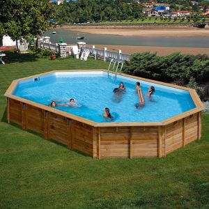 PISCINA GRE OVALADA DE MADERA AVOCADO 790203 6.56 MTS X 4.56 MTS X 131 CMTS DE ALTO