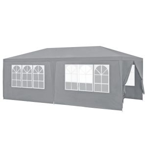 Tenda pavilhão de jardim wedau metal 600 x 300 x 255 cm cinzento escuro