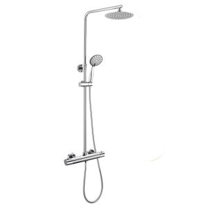 Kibath coluna de chuveiro termostática redonda 75-125 cm cromado brilhante