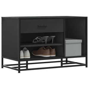 Banco para calçado 80x40x53,5 cm madeira e metal preto wf159506
