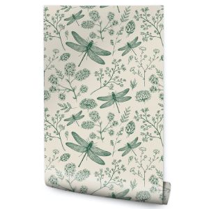 Papel de parede decoração moderna flores folhas quarto