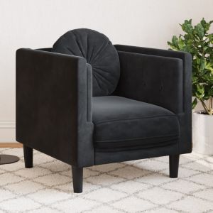 Poltrona com almofadão veludo preto ewg4028