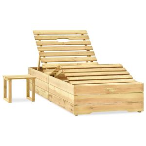 vidaXL tumbona con mesa madera de madera de pino impregnada verde