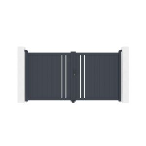 Portão giratório 3m giona alt.160cm alu cinza + 2 postes 20x20cm alt.190cm