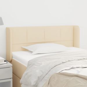 Cabeceira de cama c/ abas tecido 93x16x78/88 cm creme