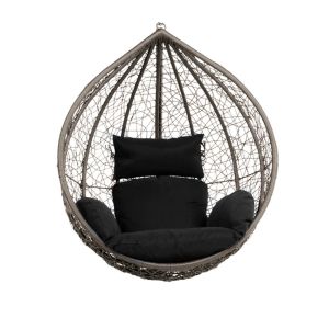 Silla colgante de poliratán cielo - negro sólo cesta