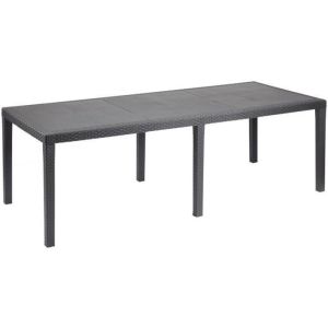 Mesa de jantar de jardim queen efeito rattan - antracite - 220 x 90 x 72 cm