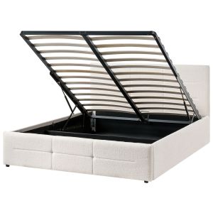 Sommier com arrumação massognes bouclé branco creme 140 x 200 cm