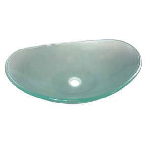 Ondee - lavatório redondo mitra - transparente -42cm -vidro -sem transbordo