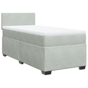 vidaXL cama box spring con colchón terciopelo gris claro 90x190 cm